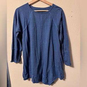 Neon Buddha blue a-symmetrical hem long sleeve top Size Large